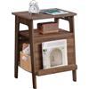 Yaheetech Tavolino ausiliario in legno con letto per gatti tiragraffi mobile multiuso con ripiano portaoggetti per soggiorno camera da letto balcone (marrone noce)