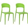Totò Piccinni Sedia Omega in Polipropilene Moderne Design Impilabile,(L) 43x(P) 50x(A) 84 cm (2, New Verde)