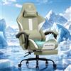 GTPLAYER Sedia da gioco, sedia da gioco, sedia da ufficio traspirante in tessuto di alta qualità, sedia ergonomica PC, sedia da ufficio regolabile e girevole con poggiapiedi, verde