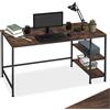 tectake® Scrivania per Computer - 120 x 60 x 75,5 cm - Tavolo per PC, Scrittoio Moderno, Scrivania Gaming per Computer Fisso, Tavolo da Lavoro, Salvaspazio - Legno Industriale Scuro