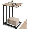 tectake® Tavolino salotto 48x35x66cm, Tavolino da divano a C, 2 Ripiani, Ideale Salotto, Soggiorno, Camera per Libri, Foto, Piante e Bevande, Arredamento Casa, Ufficio - Legno Industriale Chiaro