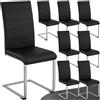 tectake® Set di 8 Sedie Sala da Pranzo, Schienale Ergonomico, Poltroncine in Similpelle Resistente, Sedie Sala da Pranzo Moderne Ideali per Cucina, Soggiorno e Camera da Letto - Nero