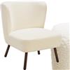 tectake® Sedia Sala da Pranzo Tessuto Bouclé, Poltrona Imbottitita Design Scandinavo, Sedia da Salotto Gambe in Acciaio Effetto Legno, Antiscivolo, Capacità di Carico 120 kg - Bianco