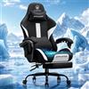 GTPLAYER Sedia da gioco, sedia da ufficio, traspirante, in tessuto di alta qualità, ergonomica, sedia da scrivania, regolabile e girevole con poggiapiedi, nero