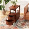 MIAUWUUFHOME Tavolino da salotto in legno con 2 cassetti e ripiano - Tavolino stretto per soggiorno, comodini vintage slim per camera da letto, sedia sottile, tavolino in ciliegio noce