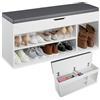 tectake® Scarpiera con Seduta Imbottita - 104 x 30 x 49 cm - Mobile Ingresso con 3 Scomparti e Cuscino, Scarpiera Ingresso per Organizzazione della Casa, 3 Scomparti Aperti - Bianco