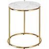 tectake® tavolino salotto in marmo, base in metallo, tavolino da caffè, tavolo basso rotondo, tavolino basso in marmo moderno per salotto, soggiorno,metallo, design, tavolo da balcone - Bianco/Oro