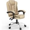 naspaluro Sedia da Ufficio Ergonomica, Poltrona Direzionale con Sedile Largo, Sedia Ufficio Reclinabile con Braccioli Imbottiti et Altezza Regolabile (Senza Poggiapiedi, Marrone)