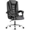 naspaluro Sedia da Ufficio Ergonomica, Poltrona Direzionale con Sedile Largo, Sedia Ufficio Reclinabile con Braccioli Imbottiti et Altezza Regolabile (Senza Poggiapiedi, Nero)