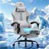 GTPLAYER Sedia da gioco, sedia da gioco, sedia da ufficio traspirante in tessuto di alta qualità, sedia ergonomica PC, sedia da ufficio regolabile e girevole con poggiapiedi, grigio