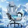 GTPLAYER Sedia da gioco, sedia da ufficio traspirante in tessuto di alta qualità, sedia ergonomica PC, regolabile e girevole con poggiapiedi, blu