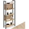 tectake® Scaffalatura Stile Industriale, Libreria 5 Ripiani, Legno e Acciaio, Scaffale da Parete, Mobile Portaoggetti, Libreria Moderna, Scaffale Design - 62x24x165,5 cm, Industriale Chiaro