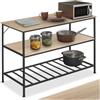 tectake® Scaffale Cucina, 3 Livelli, Ripiano a Sbarre, Scaffale Industriale, Metallo e Legno, Scaffale Salvaspazio, Ripiano d'Appoggio, Scaffale Design, Scaffale Portaoggetti - Industriale Chiaro