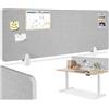 tectake® Pannello Divisorio Scrivania Noisy, Angoli Arrotondati, Fonoassorbente in Pet, Montaggio Semplice, Adatto per l' Ufficio, Scrivania, Pannelli Divisori - 160 x 40 cm, Grigio