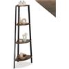 tectake® Scaffale ad angolo 34x34x125cm, Libreria 4 Ripiani, Libreria verticale angolare con mensole, Scaffale salvaspazio per Soggiorno, Salotto, Camera da letto, Ufficio - Legno Industriale Scuro