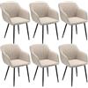 Goeurvant Set di 6 Sedie da Pranzo Beige con Braccioli, Poltroncina Imbottita in Lino per Cucina e Soggiorno, Sedie Moderne con Gambe in Metallo