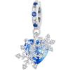 Qings Ciondoli di fiocchi di neve cristallini Perlina pendente a forma di cuore blu scintillante 925 sterline d'argento Regalo di Natale Capodanno dall'inverno