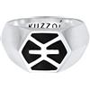 Kuzzoi - Anello da uomo con sigillo esagonale, smaltato nero, 12 mm di larghezza, in argento Sterling 925, con logo basic, per uomo, misura 60-66, colore: argento, cod. 0606981520_66