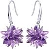 Crystalline Azuria Donna 18ct Placcato Oro Bianco Fiori di Ghiaccio Cristallino Orecchini Pendenti Viola Cristalli di Zirconi