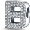 LaMenars Charms con lettere dalla A alla Z, perline in argento sterling 925, adatte a bracciali con zirconi 5A, regali di gioielli di compleanno per donne e ragazze