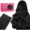 WENNALIFE Extension con clip in capelli veri, 80 g, 5 pezzi, 45 cm, colore nero naturale