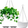 T4U 20 cm (8 Pollici) Vasi Sospesi, Vasi da Parete per Piante da Interno, Vasi Appendere Bianchi con Foro di Drenaggio, Design a Righe Verticali, per Amanti delle Piante, Balcone e Casa, Set da 2