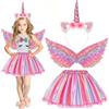 Hifot Costume da Unicorno Bambina,Vestito da Principessa Ali con Cerchietto Unicorno, Tutu Gonna per Festa Compleanno Partito Regalo Carnevale