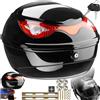 tectake Top Case Universale 22L per Scooter Moto Quad Buggy con Kit di Fissaggio & 2 Chiavi di Sicurezza Porta Bagagli, Riflettore extralarge, Caschetto Posteriore Casco Moto Caso Quad Accessori