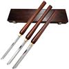 Generic Set di 3 strumenti per tornitura per legno, scalpelli a ciotola con lama HSS, manico in noce e puntali in ottone, custodia in legno inclusa (1/4, 3/8 e 1/2)