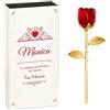 Maverton Rosa Stabilizzata Eterna in Vetro in Scatola Personalizzata - Rose stabilizzate di Cristallo - Soprammobili moderni - Rosso - Oro - Idea Regalo Donna - cuore