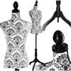 tectake® Manichino Da Sarta, Busto Donna Regolabile, Manichino Decorativo per Abiti, Altezza Regolabile 133-168 cm, Supporto in Legno, Design Vintage, Esposizione Vetrina - Nero/Bianco