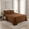 Masters House Biancheria per la Casa, Set Lenzuola Matrimoniale in Cotone 100%, 290x250 cm (Marrone)
