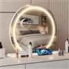 YU YUSING Specchio Trucco con Luci Rotondo Hollywood, 48X48cm Specchio Led Trucco USB, 3 Temperature di Colore, Specchio da Tavolo 10X, Specchio Cosmetico Parete, Bianco
