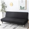 Hixingo Copridivano Senza Braccioli Lavabile, Copridivano 3 Posti Tinta Unita Semplice Antiscivolo, Copri Divano Elasticizzato Fodera per Divano Letto Clic Clac (S:120-155cm,Nero)