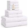 HomeBurg Luxe Set asciugamani 8 pezzi: salviette (30×30 cm), asciugamani (40×70 cm) & teli bagno (65×137 cm) - 100% cotone, morbidi, assorbenti, Bianco