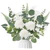 DXLing 63 Pezzi rami artificiali e fiori artificiali bouquet di fiori artificiali verde e bianco Eucalipto Ortensia decorativi per casa matrimonio ufficio decorazione