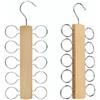 LMSAWK Supporto per sciarpe, in legno, con 10 fori, per guardaroba, cravatte, cinture, sciarpe, accessori (colore legno, 2)