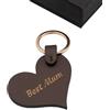 Munkiy Italy Portachiavi a Forma di Cuore in Vera Pelle - Artigianale Made in Italy - Idea Regalo Donna - San Valentino Compleanno Anniversario (Marrone Cioccolato - Best Mum, Gift Box)