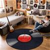 keepcute Tappeto rotondo nero con disco musicale, per camera da letto, soggiorno, studio, gioco, tappeto antiscivolo, decorazione per la casa, 12,7 x 1,5 m, rotondo