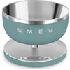 Smeg, Bilancia da Cucina Digitale KSC01EGMWW, Ciotola in Acciao Inox Removibile, Quattro Unità di Misura g/ml e lb.oz/fl.oz, con Funzione Tara, Portata Massima 5kg, Verde