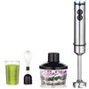 JunErQiCe Frullatore a immersione 4 in 1 da 700 W, frullatore a 5 velocità con filo con lame in acciaio inossidabile 304, inclusi tritatutto, bicchiere, frusta e montalatte, senza BPA