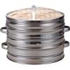 Generic Set per cucina a vapore in bambù, cestello in acciaio inox a 2 livelli con coperchio, con vaporiera in bambù fatta a mano, uso domestico e commerciale