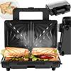 tectake® Piastra Panini Antiaderente x 2, Piastra Elettrica per Cucinare Resistente al Calore, Tostiera Elettrica Alta Potenza, Piastra per Panini e Sandwich, Cassa in Alluminio - Argento