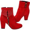 Valiclud Scarpe Sposa Con Tacco Spesso E Plateau Stivaletti Corti Donna in Pu E Gomma Design Alla Caviglia Con Punta Rotonda Per Cerimonie Matrimoni E Occasioni Speciali Rosso