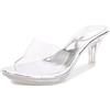 Ichlovdu Sandalo da donna trasparente con tacco a spillo, con tacco alto, 6,5 cm e 8 cm, Cristallo trasparente 6 5 cm, 41 EU