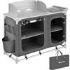 tectake® Cucina da Campeggio 116x52x107cm, Ampia Cucina da Esterno Mobiletto da Esterno Alluminio, Adatta per Fornello da Campeggio e Fornello a Gas, Lavello Rimovibile, Borsa Trasporto - Vari colori
