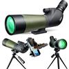 Gosky 20-60x, 60 mm - Cannocchiale con treppiede, borsa da trasporto e adattatore per telefono, oculare BAK4 ad angolo di 45°, per tiro al bersaglio, caccia, osservazione degli uccelli