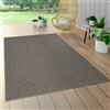 Paco Home Tappeto in tessuto piatto per interni ed esterni, effetto sisal, look naturale, tinta unita marrone grigio, dimensioni 120x170 cm