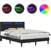 vidaXL Struttura letto con strisce luminose a LED, nero, 120 x 190 cm, ecopelle