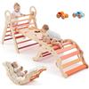 VEVOR Triangolo da arrampicata VEVOR, gioco da arrampicata 9 in 1, con macchinine in legno, cuscini, triangolo da arrampicata, scivolo e arco da arrampicata, fino a 68 kg, set da gioco Montessori da interno per bambini da 1 a 3 anni, arancione